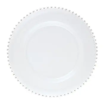 Helios Collection Transparent Beaded Dessert Plate - Glass - set of 6 - Dia: 21.5 cm