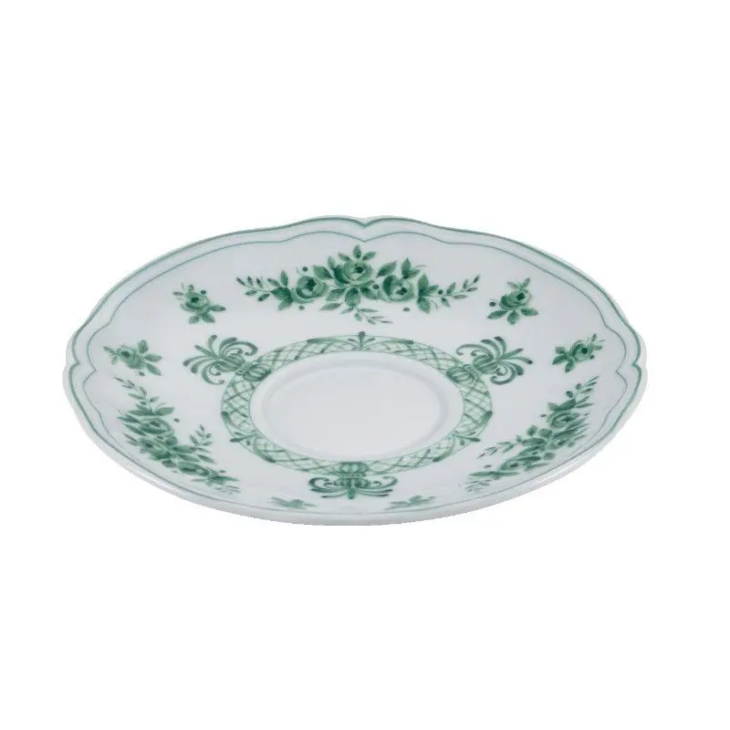 Anthiros Collection White And Green Tea Cup Saucer - Porcelain - set of 6 - Dia: 15 h 2 cm Anthiros Collection White And Green Tea Cup Saucer - Porcelain - set of 6 - Dia: 15 h 2 cm