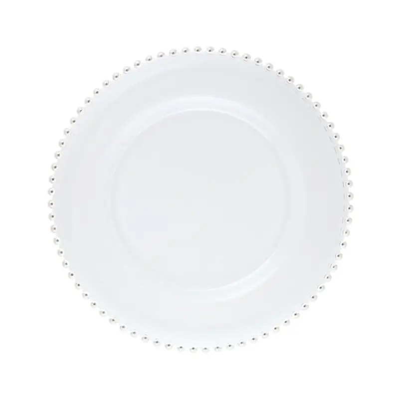 Helios Collection Transparent Beaded Bread Plate - Glass - set of 6 - Dia: 15.5 cm