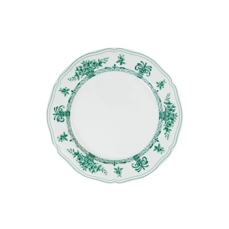 Anthiros Collection White And Green Dinner Plate - Porcelain - set of 6 - Dia: 26.5 cm - Le Coq Porcelain