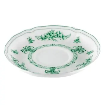 Anthiros Collection White And Green Coffee Cup Saucer - Porcelain - set of 6 - Dia: 13 h 2 cm