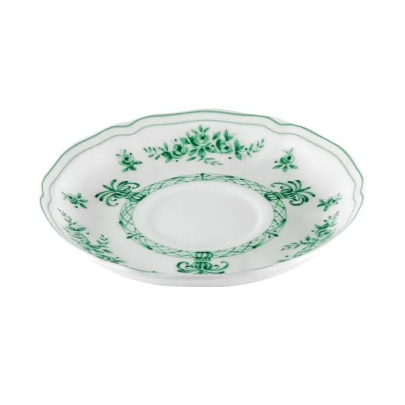 Anthiros Collection White And Green Coffee Cup Saucer - Porcelain - set of 6 - Dia: 13 h 2 cm Anthiros Collection White And Green Coffee Cup Saucer - Porcelain - set of 6 - Dia: 13 h 2 cm