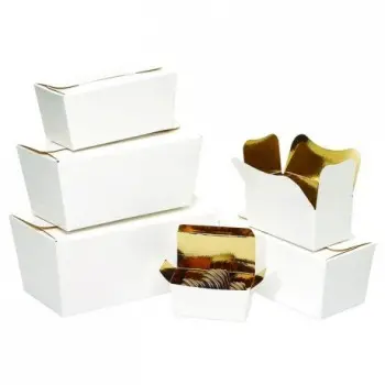 Premium Matte Ballotin White Gold Inside Cardboard Boxes N°3 - 130 mm x 70 mm x 63 mm - 375 gr - Pack of 50