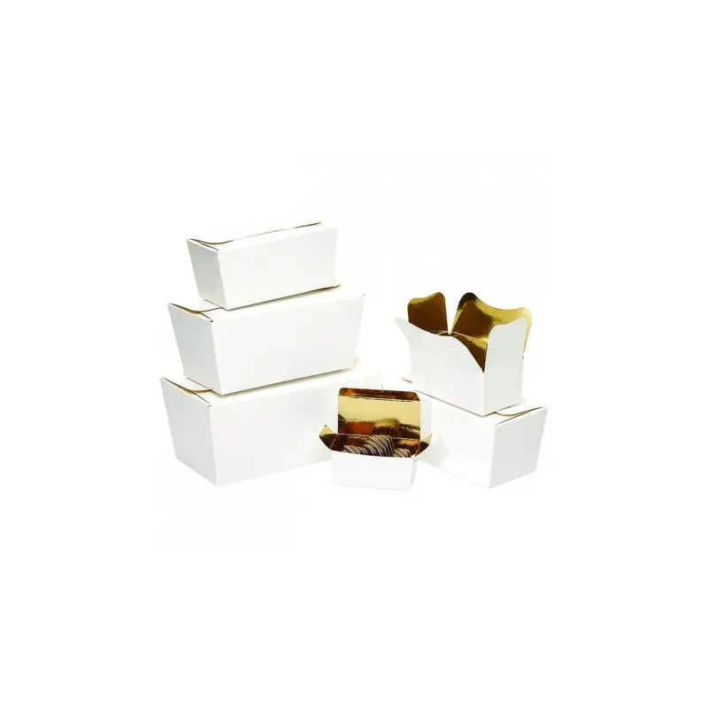 Premium Matte Ballotin White Gold Inside Cardboard Boxes N°4 - 145 mm x 75 mm x 70 mm - 500 gr - Pack of 50