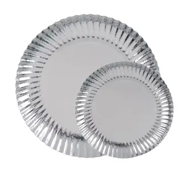 Silver Swirled Cardboard Plates - Metallic Effect Ø 120 ins. Ø 130 Out. - Pack of 50