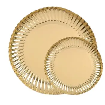 Gold Swirled Cardboard Plates - Metallic Effect Ø 240 ins. Ø 257 Out. - Pack of 50