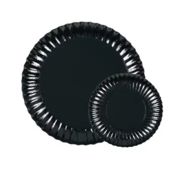 Black Swirled Cardboard Plates Ø 200 ins. Ø 220 Out. - Pack of 50