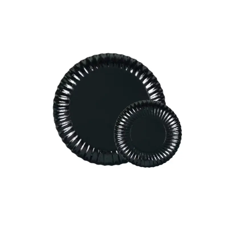 Black Swirled Cardboard Plates Ø 280 ins. Ø 290 Out. - Pack of 50