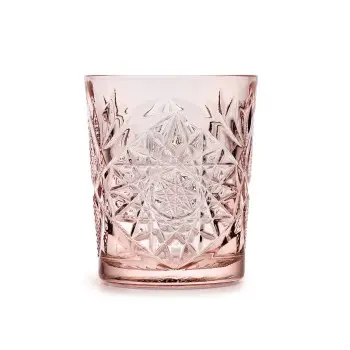 Onis Coral Pink Icon Double Old Fashioned Glass 3.5 Inch - 12oz- Set of 6 pcs