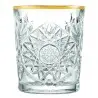 Onis Icon Gold Rim Double Old Fashioned Glass 3.5 Inch - 12oz- Set of 6 pcs