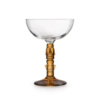 Onis Tiki Coupes Amber Stem Coupe 4.25 Inch - 8.5oz- Set of 6 pcs