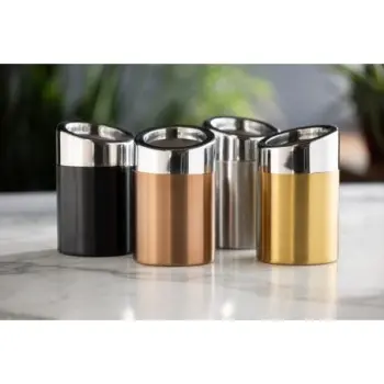 Service Ideas Trash Can 1.5 Liter Brushed Stainless Steel Base With Polished Angled Top