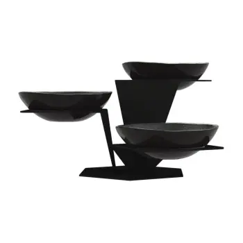 My Glass Studio Serving Bowl With Stand, Black - Set of 2 - 60.0 x 51.0 x 31 cm