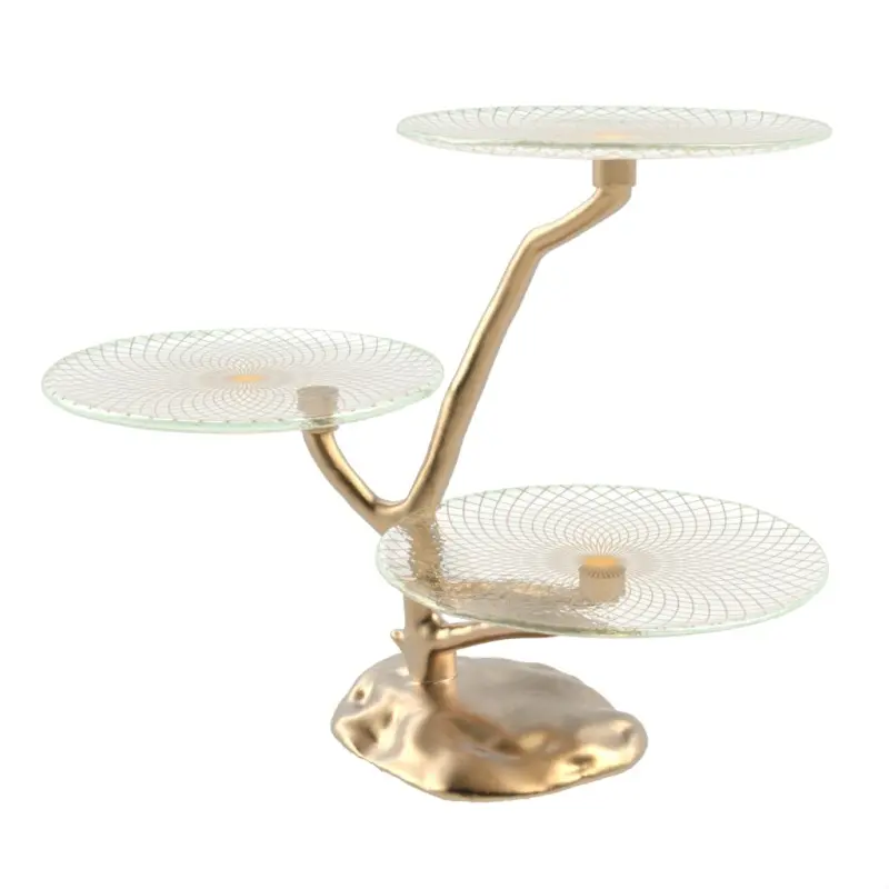 My Glass Studio Tea Stand, Gold - 48.0 x 40.0 x 38.0 cm