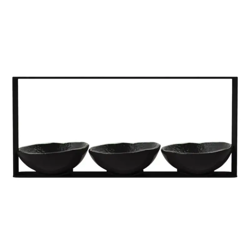 My Glass Studio Nut Bowl, Black - Set of 4 - 31.0 x 6.0 x 14 cm