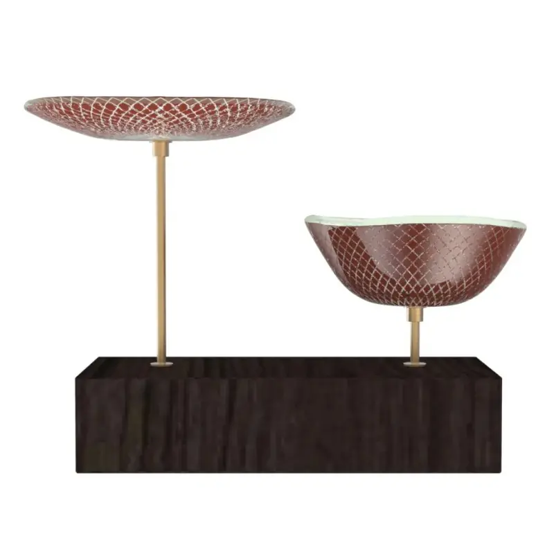 My Glass Studio Nut Bowl, Dark Red - Set of 4 - 17.5 x 8.0 x 15.0 cm