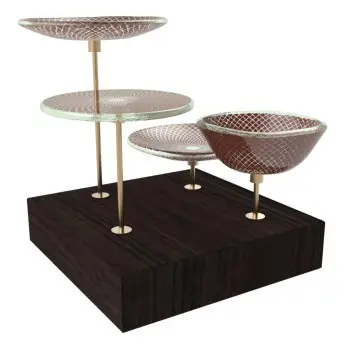 My Glass Studio Petit Fours Stand, Dark Red - Set of 4 - 21.5 x 21.5 x 19 cm