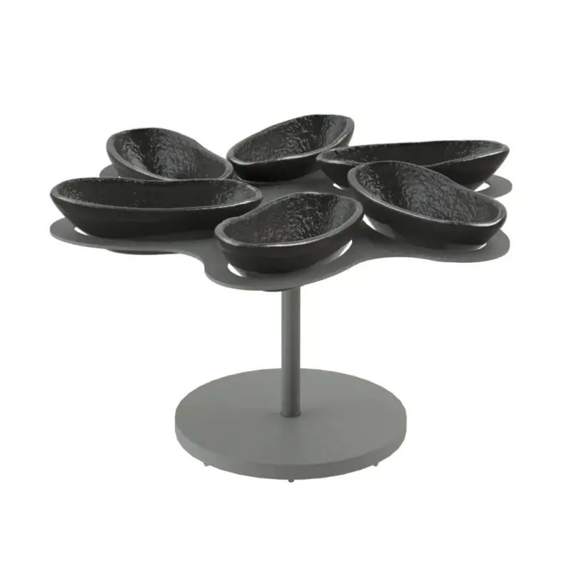 My Glass Studio Appetizer Server, Grey - Set of 2 - Dia: 30 cm, H: 14 cm
