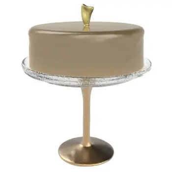 My Glass Studio Cake Stand & Dome, Natural - Set of 2 - Dia: 20 cm, H: 26 cm