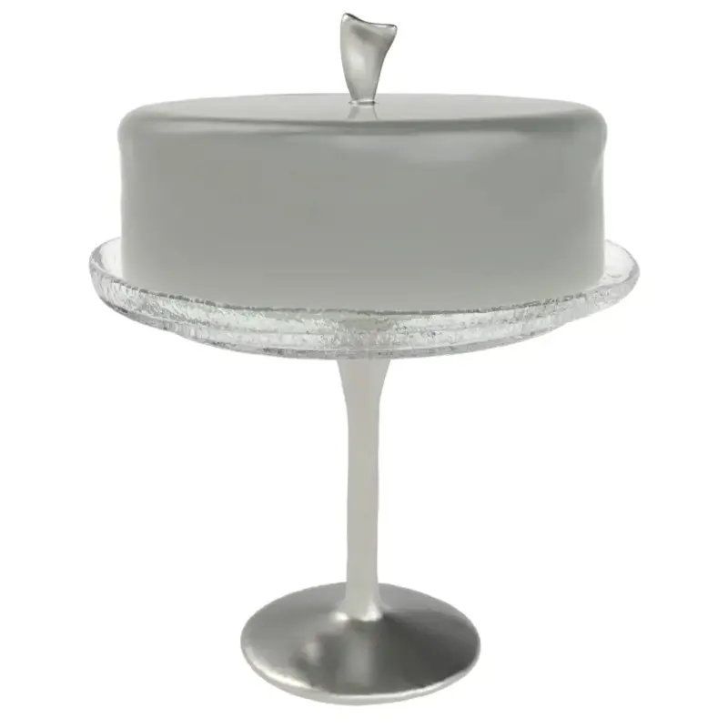 My Glass Studio Cake Stand & Dome, Grey - Set of 2 - Dia: 20 cm, H: 26 cm