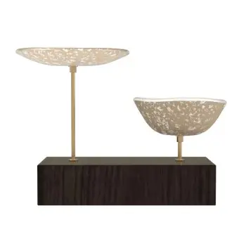 My Glass Studio Nut Bowl, Beige - Set of 4 - 17.5 x 8.0 x 15.0 cm