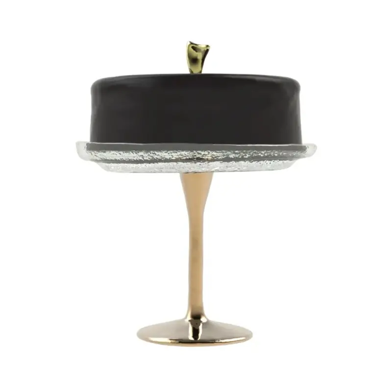 My Glass Studio Cake Stand & Dome, Black - Set of 2 - Dia: 20 cm, H: 26 cm