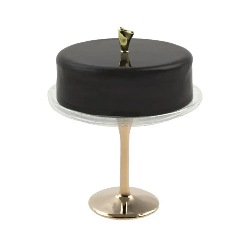 My Glass Studio Cake Stand & Dome, Black - Set of 2 - Dia: 20 cm, H: 26 cm