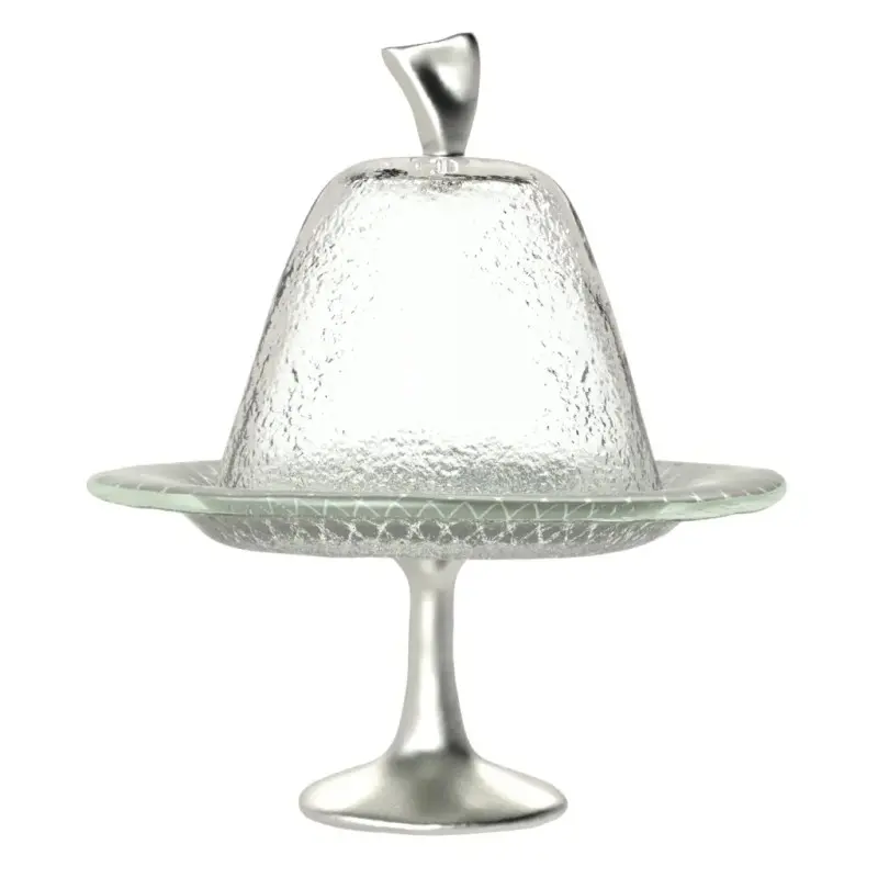 My Glass Studio Cake Stand & Dome, Grey - Set of 4 - Dia: 17 cm, H: 18 cm