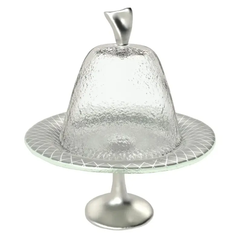 My Glass Studio Cake Stand & Dome, Grey - Set of 4 - Dia: 17 cm, H: 18 cm