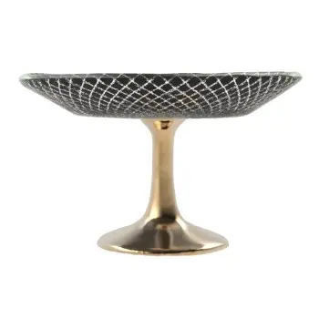 My Glass Studio Small Cake Stand, Black - Set of 9 - Dia: 14 cm, H: 8 cm