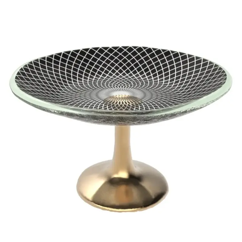My Glass Studio Small Cake Stand, Black - Set of 9 - Dia: 14 cm, H: 8 cm
