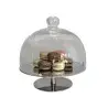 Gold Stand In Stainless Steel With Glass Dome - Dia: 28 cm H: 28 cm