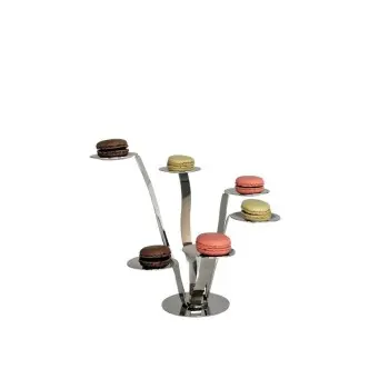 Gold Stand With 6 Small Plates - Dia: 25 cm H: 18 cm