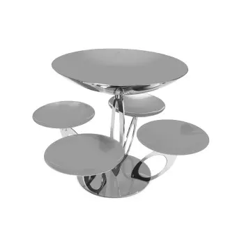 Polished Black / Rose Gold Stand With 4 Cups - Dia: 14 cm and 1 Cup - Dia: 28 cm - Dia: 36 cm H: 26 cm