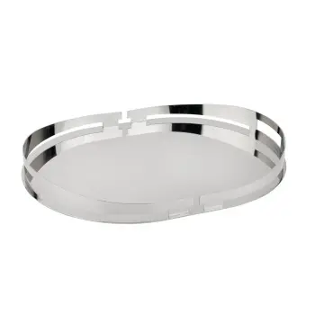 Polished Black Oval Tray - 44 x 34 cm H: 4.5 cm