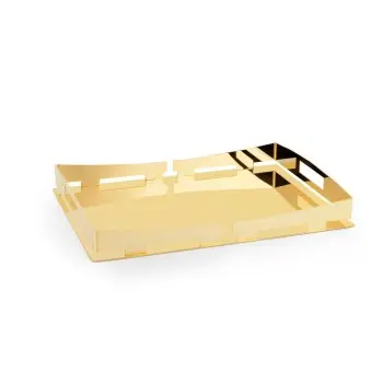 Gold Plated Rectangular Tray - 35 x 25 cm H: 4.5 cm
