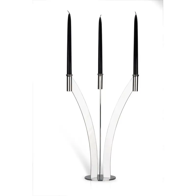 Gold Plated 3 Flame Candleholder - 51.7 x 35 cm H: 50 cm
