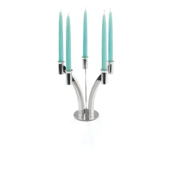 Polished 5 Flame Candleholder - Dia: 28 cm H: 25 cm