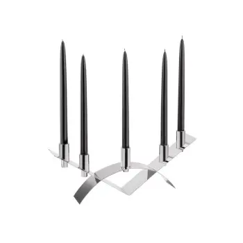 Gold Plated 5 Flame Candleholder - 50 x 7 cm H: 19 cm