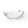Polished Black Round Porcelain Dish With Stainless Steel Holder - Dia: 37 H: 8 cm