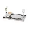 Gold Plated Tray With 2 Porcelain Dishes and 1 Flower Vase - 46 x 33 cm H: 4 cm
