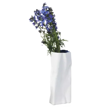 Paper Collection Vase Tall Blue Matte White - 6.5 in L x 6.5 in W x 14 in H
