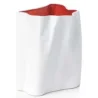 Paper Collection Vase Short Red Matte White - 6.5 in L x 6.5 in W x 7 in H
