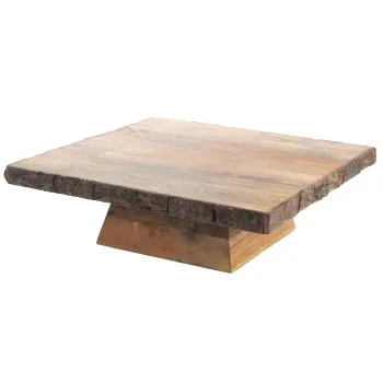 Napa Collection Square Platform With Bark - 14 in L x 14 W x .3 in H