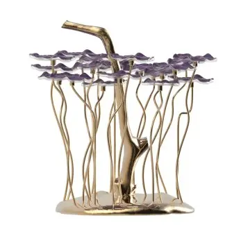My Glass Studio Petit Fours Stand, Purple - Dia: 25 cm, H: 35 cm