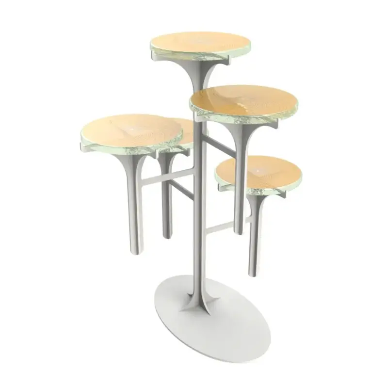 My Glass Studio Petit Fours Stand, Gold - Set of 2 - Dia: 13 cm, H: 40 cm