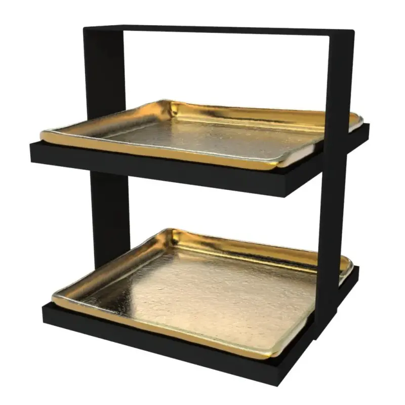 My Glass Studio 2 Tier Cake Stand, Gold - 19.0 x 19.0 x 21.0 cm - MyGlassStudio