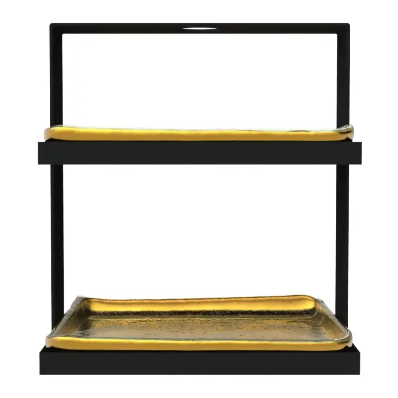 My Glass Studio 2 Tier Cake Stand, Gold - 19.0 x 19.0 x 21.0 cm - MyGlassStudio