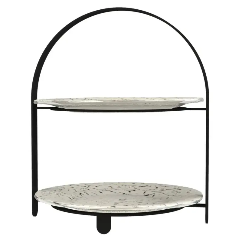 My Glass Studio 2 Tier Cake Stand, Cream - 27.0 x 25.5 x 32 cm - MyGlassStudio