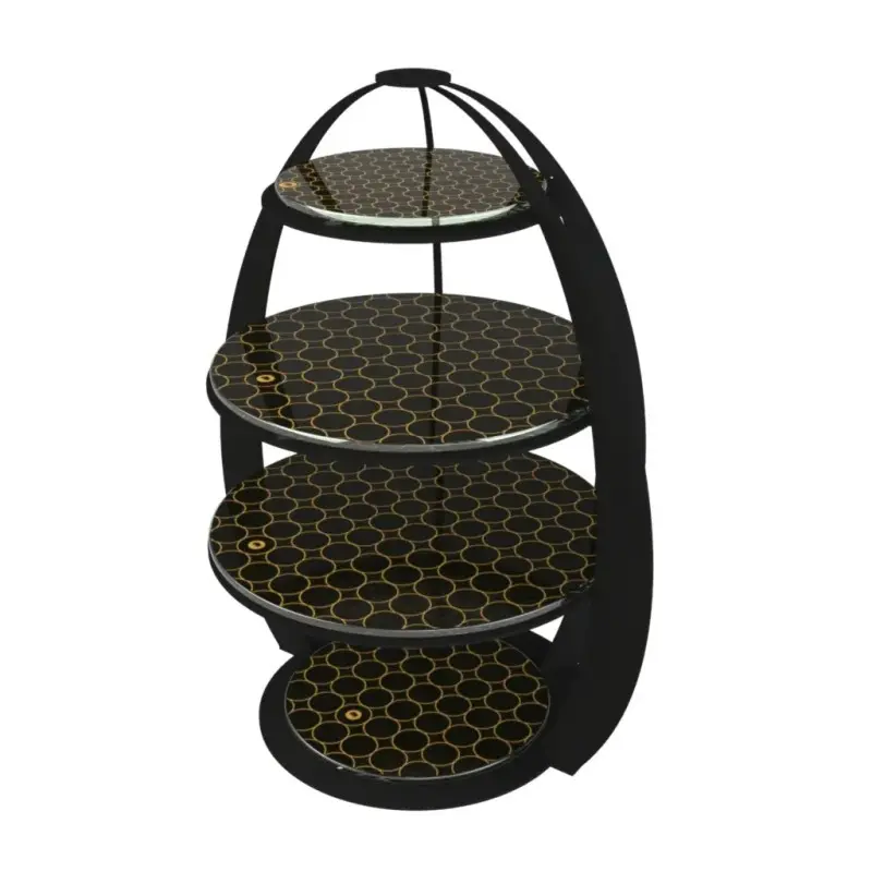 My Glass Studio Tea Stand, Black - Set of 3 - Dia: 32 cm, H: 41 cm
